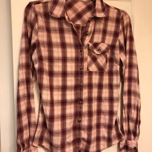 Maurices burgundy/orange/white flannel